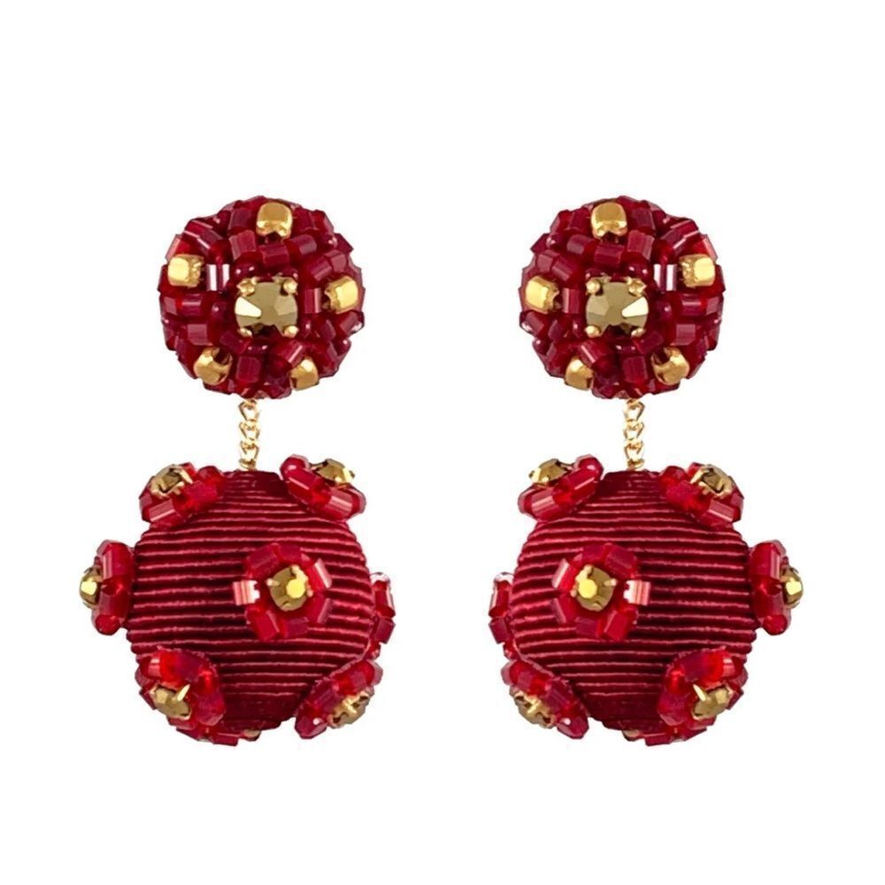 Suzanna Dai Romanov Drop Earrings in Wine & Gold